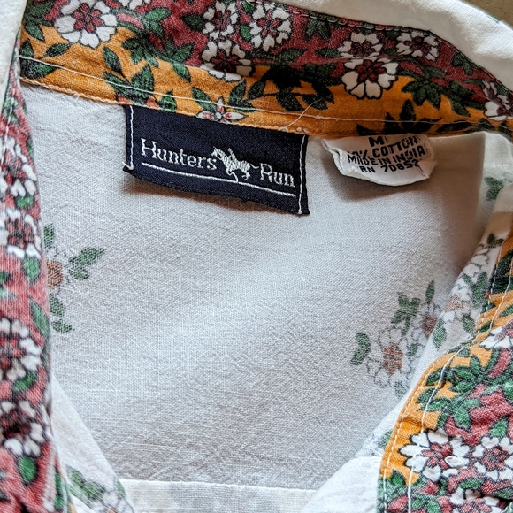 Hunters Run Tropical Shirt Medium White Red - Picture 7 of 13